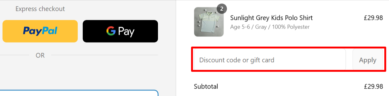 A box where you can add your Apeiron voucher code to redeem it