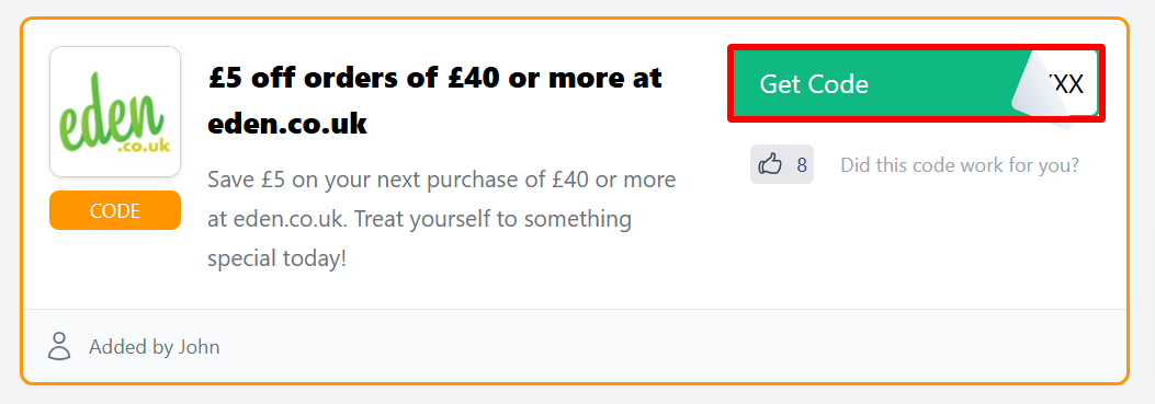 The Love Discount Vouchers page showing discount codes to use on your purchase