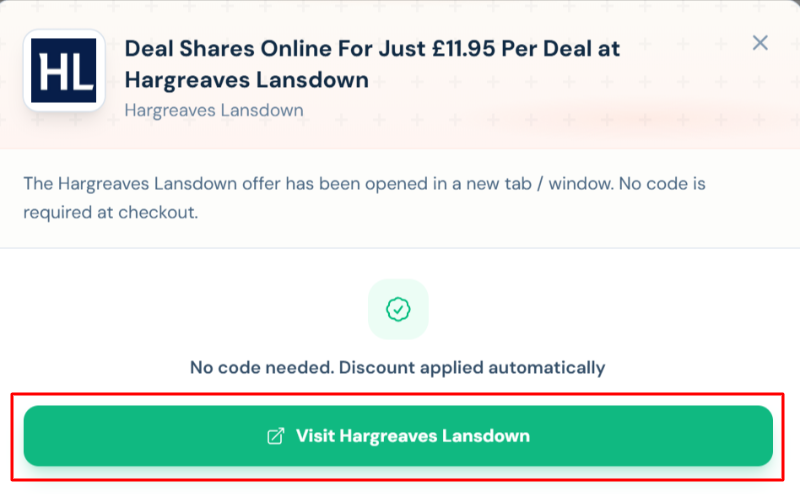 A Hargreaves Lansdown offer with "Visit Hargreaves Lansdown" in a red box
