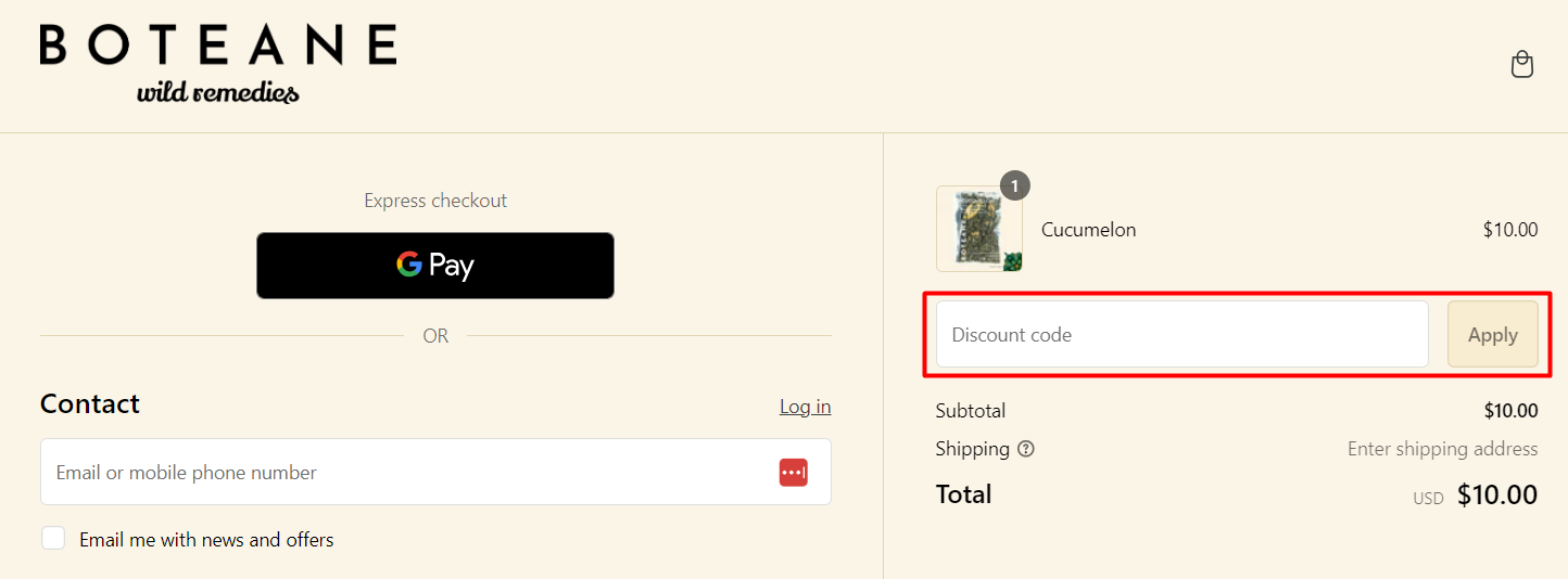 How do I use my Boteane discount code?
