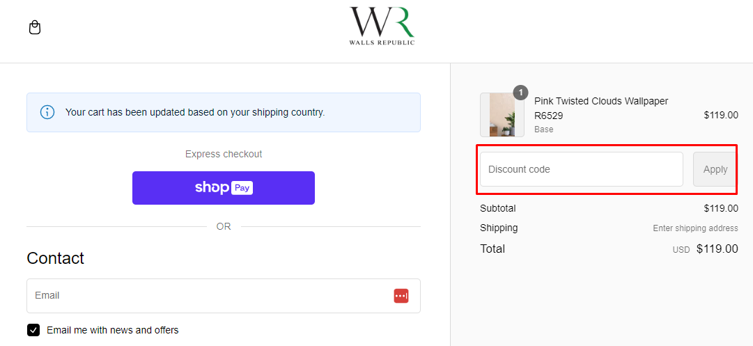 How do I use my Walls Republic discount code?