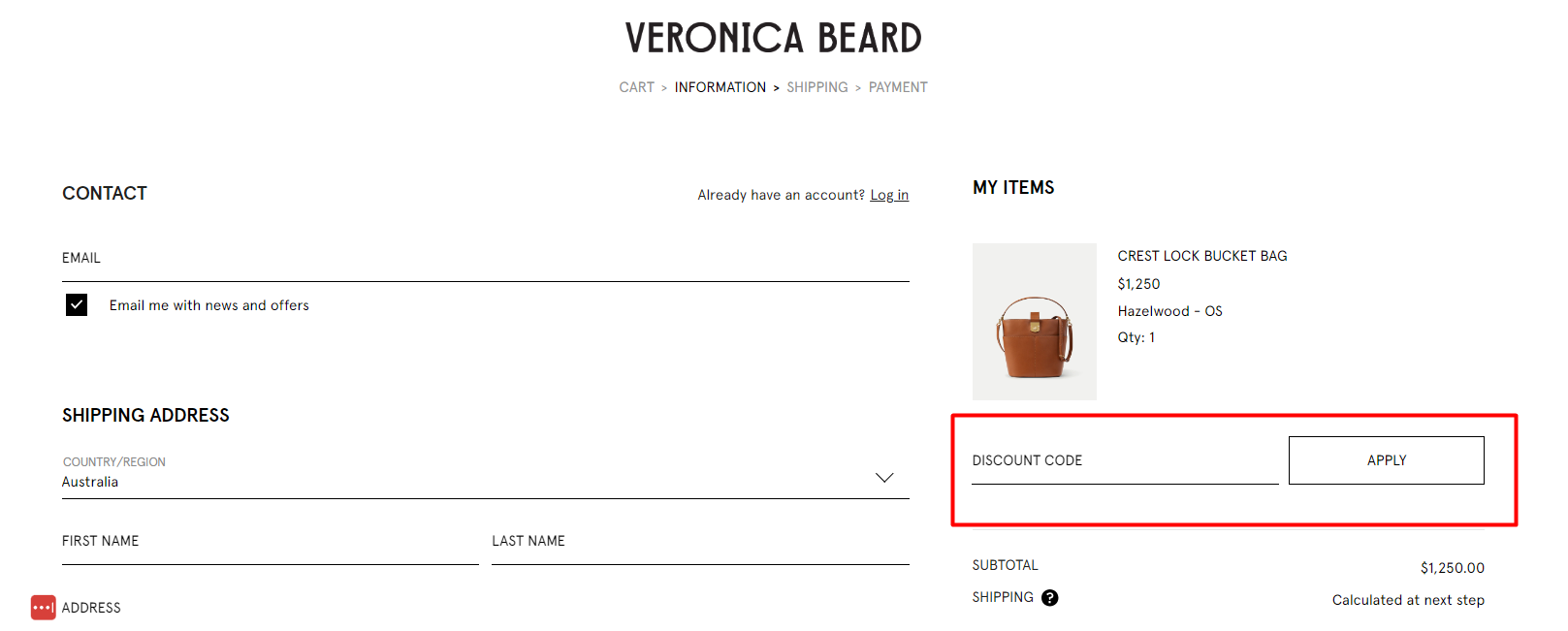 How do I use my Veronica Beard discount code?