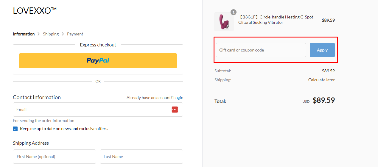 How do I use my LOVEXXO discount code?