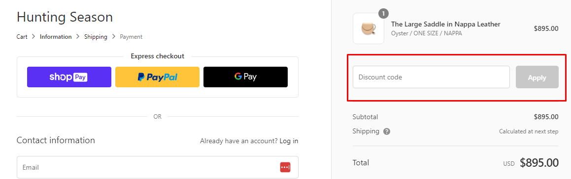 How do I use my Hunting Season discount code?