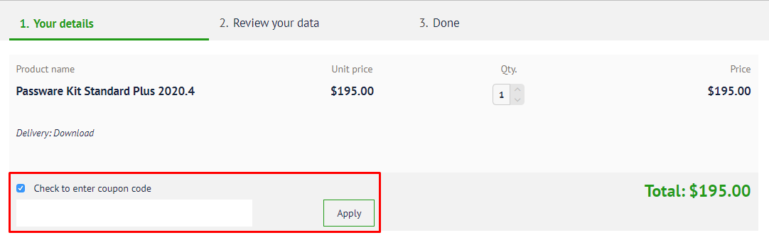 How do I use my Passware coupon code?