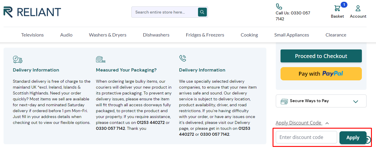 How do I use my Reliant discount code?