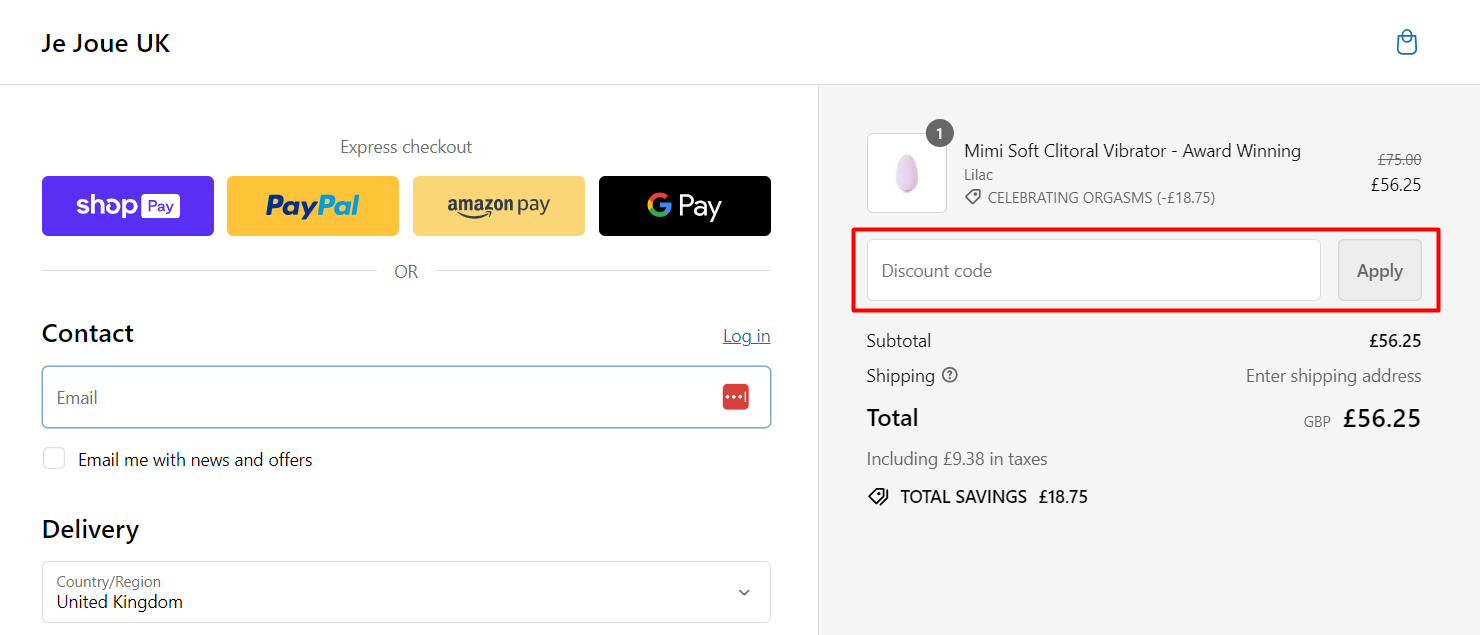 How do I use my Je Joue discount code?