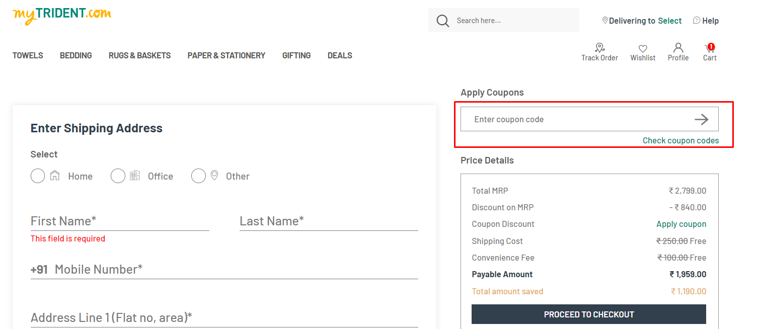 How do I use my The Trident coupon code?