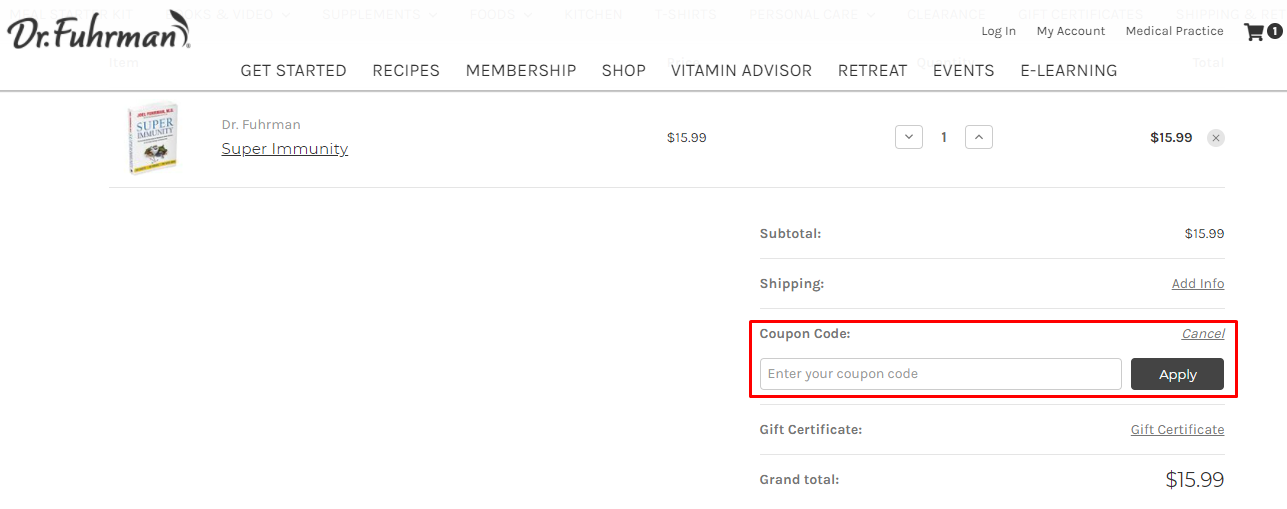How do I use my Dr. Fuhrman coupon code?