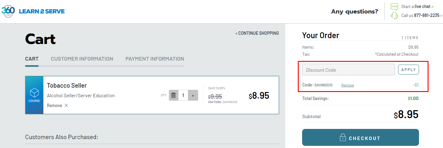 How do I use my Learn2serve discount code?