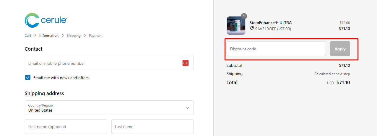 How do I use my Cerule discount code?