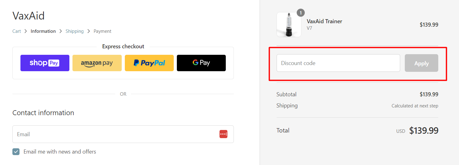 How do I use my VaxAid discount code?