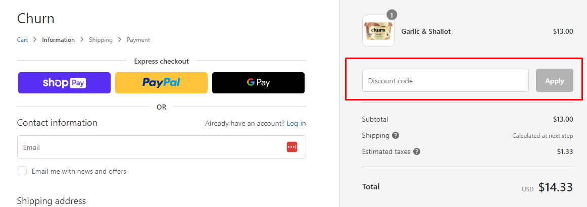How do I use my Churn discount code?