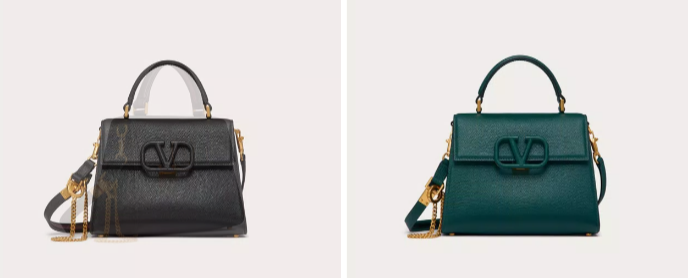 Zwei kleine VALENTINO Handtaschen in jeweils grüner und schwarzer Farbe