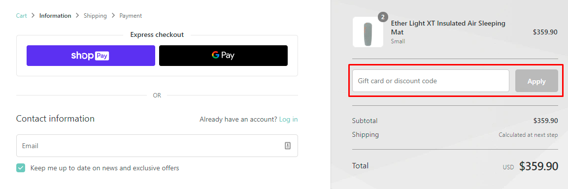 How do I use my Sea to Summit discount code?