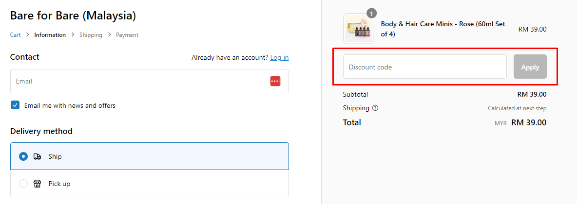 How do I use my Bare For Bare discount code?