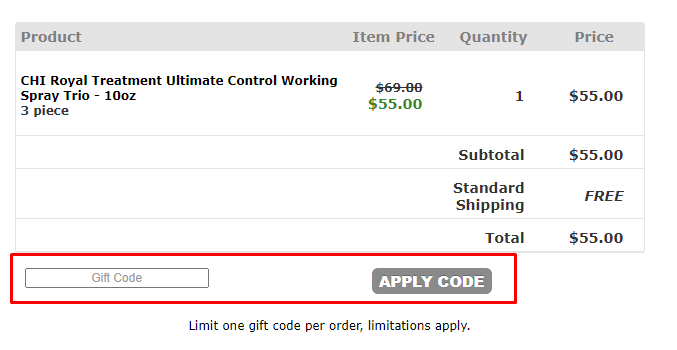 How do I use my Beauty Care Choices gift code?