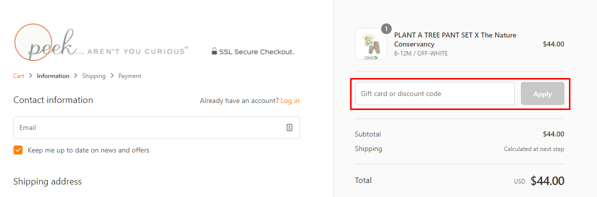 How do I use my Peekkids discount code?