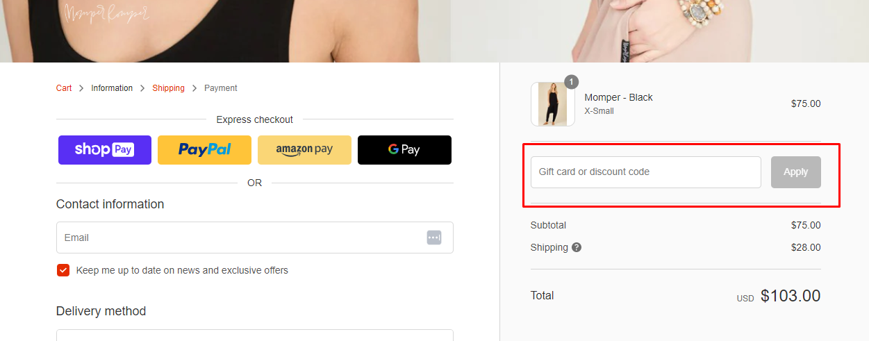 How do I use my Momper Romper discount code?