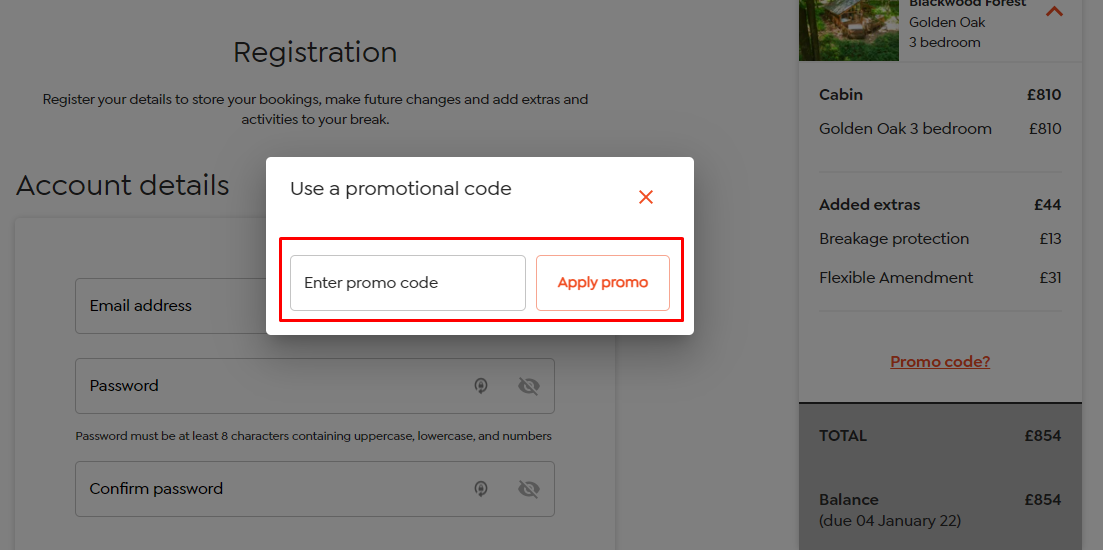 How do I use my Forest Holidays promo code?
