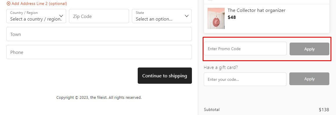 How do I use my The Fileist promo code?