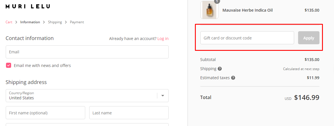 How do I use my Muri Lelu discount code?