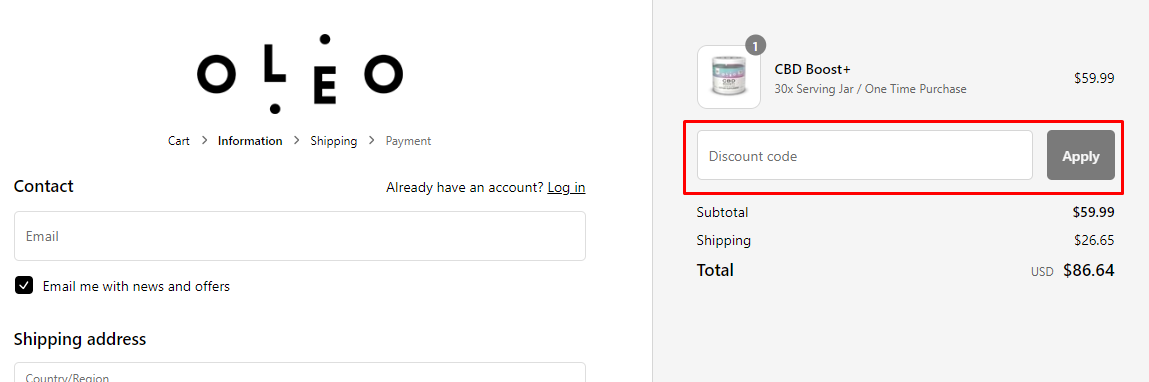 How do I use my Oleo discount code?