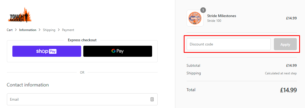 How do I use my Tough Mudder discount code?