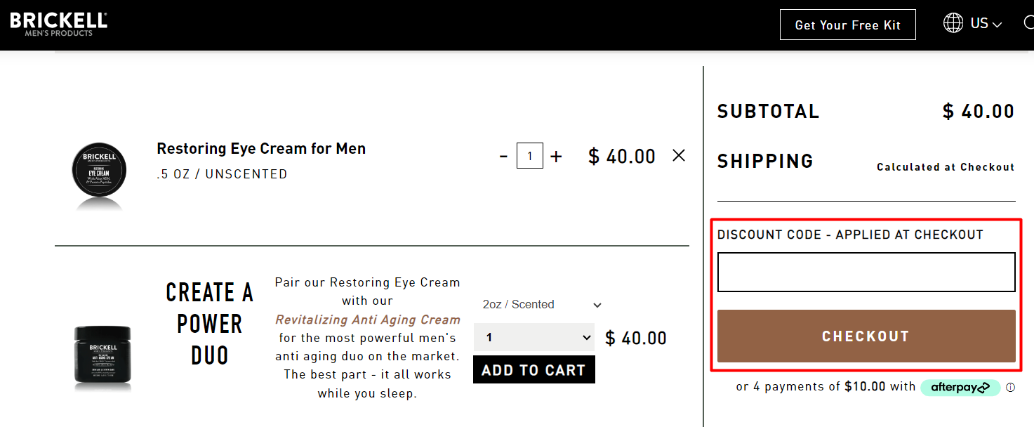 How do I use my Brickell Men's Products discount code?