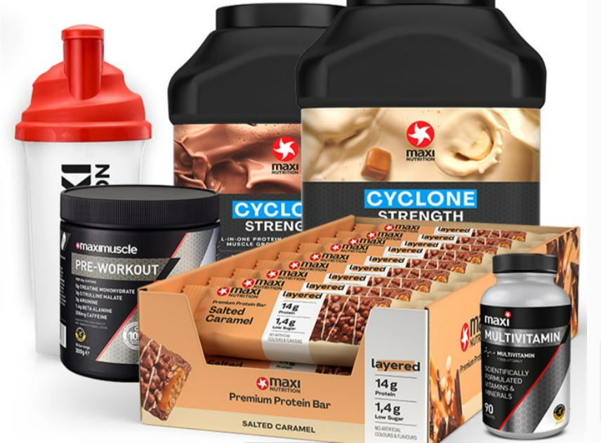 The Maximuscle cyclone six weeks shred bundle that includes their drink shaker