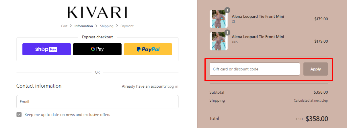 how to use Kivari discount code?