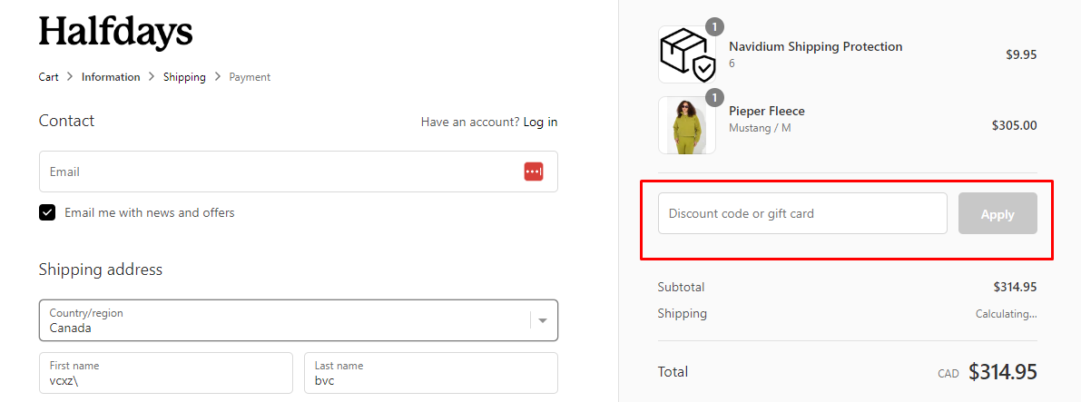 How do I use my Halfdays discount code?