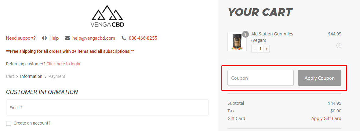 How do I use my Venga CBD coupon code?