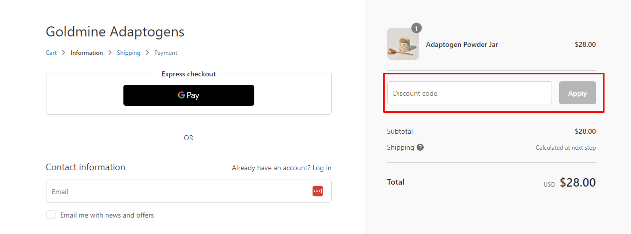 How do I use my Goldmine discount code?