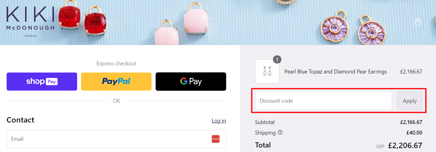 How do I use my Kiki McDonough discount code?