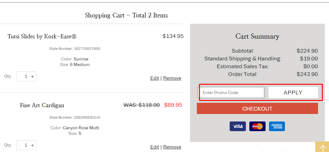 How do I use my Coldwater Creek promo code?