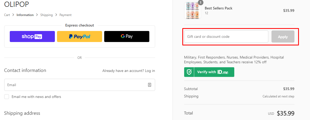 How do I use my Olipop discount code