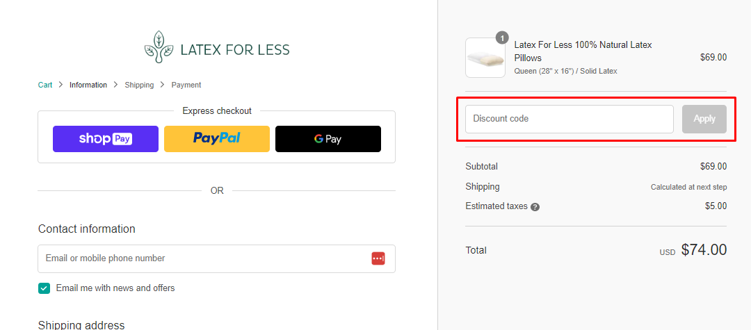 How do I use my Latex For Less discount code?