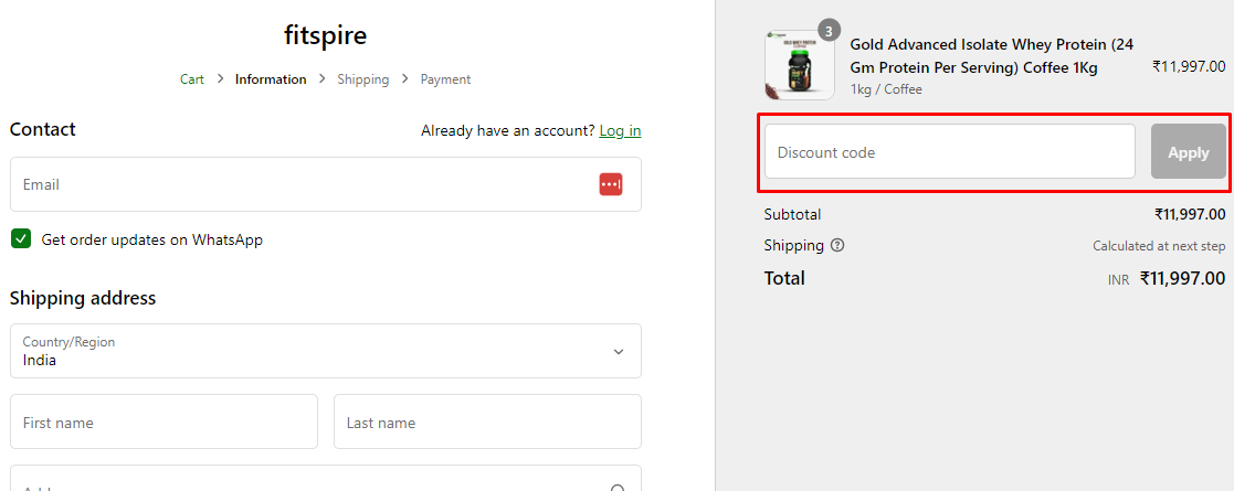How do I use my Fitspire discount code?
