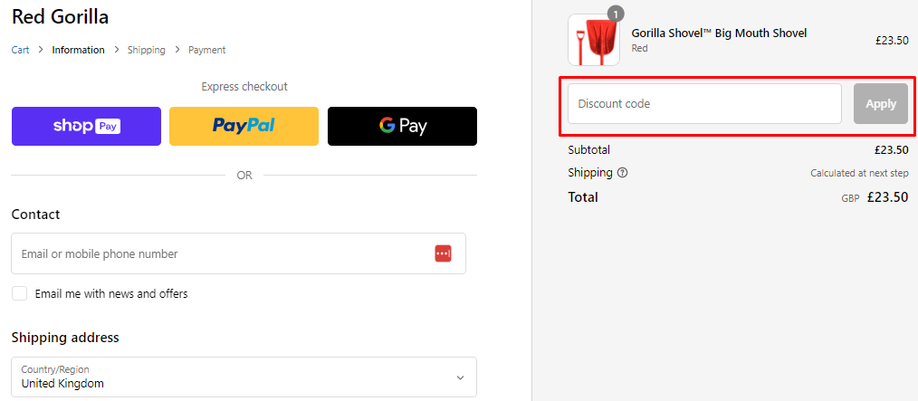 How do I use my Red Gorilla discount code?