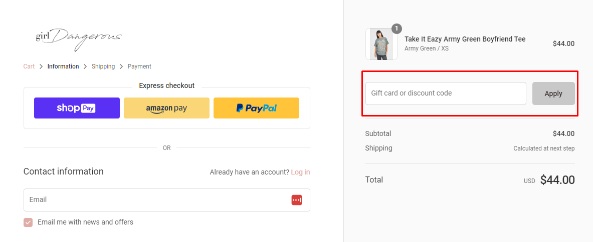 How do I use my Girl Dangerous discount code?