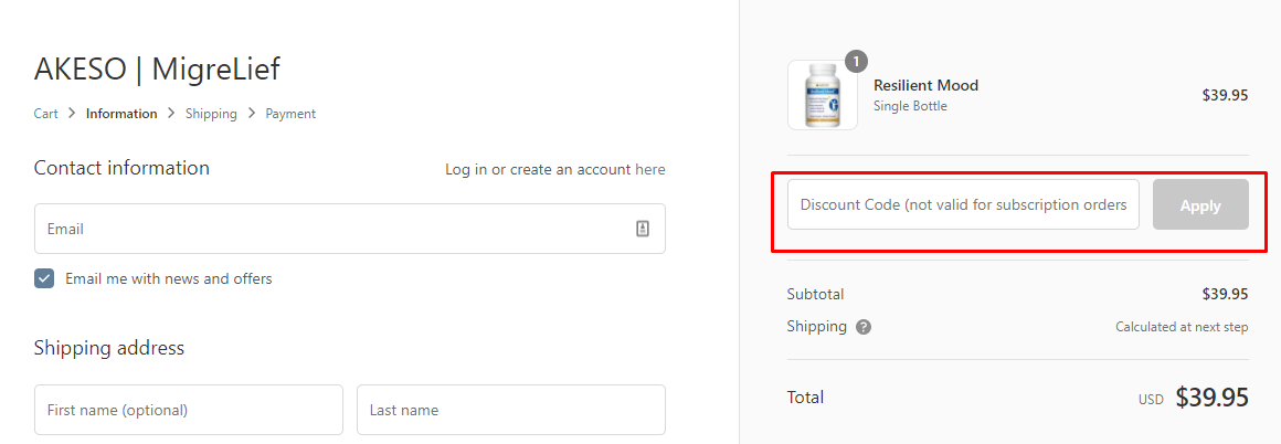 How do I use my Akeso Health Sciences discount code?