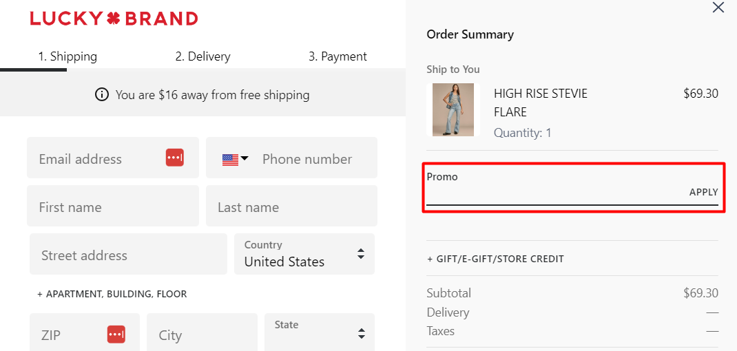 How do I use my Lucky Brand promo code?