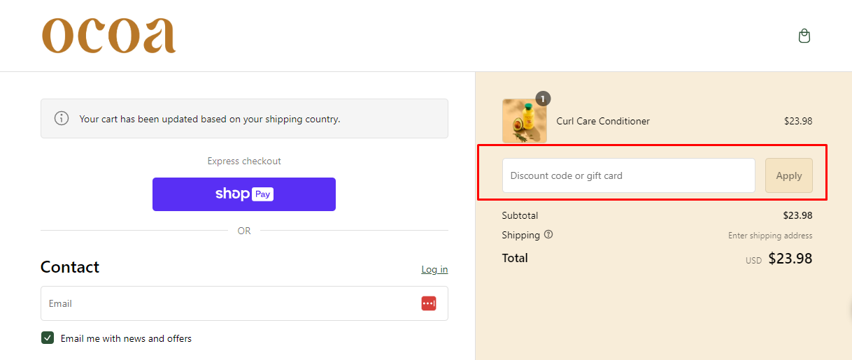 How do I use my Ocoa coupon code?