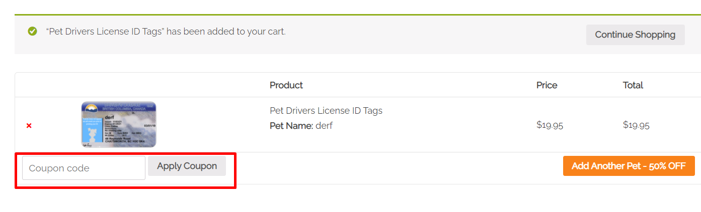 How do I use my MyPetDMV coupon code?