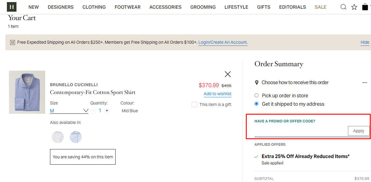 How do I use my Harry Rosen coupon code?