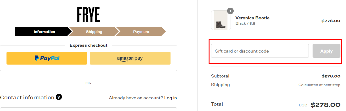 How do I use my The Frye Company discount code?