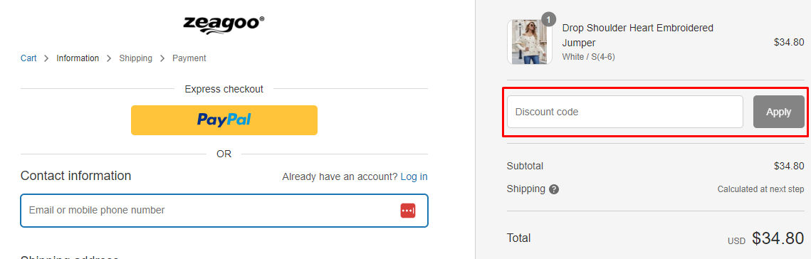 How do I use my Zeagoo discount code?