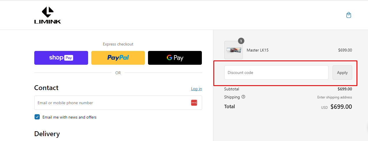 How do I use my LLIMINK coupon code?