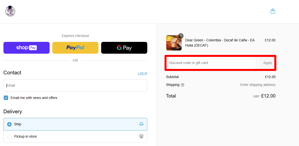 Paste your code in the red box shown below to redeem your discount